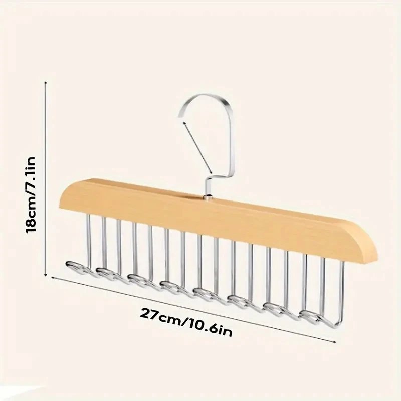 ( Pack Of 2)  Multifunctional Wood Hanger 8 Hooks
