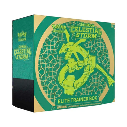 Pokémon TCG Sun & Moon Celestial Storm Elite Trainer Box – 8 Booster Packs with Rayquaza Card Sleeves