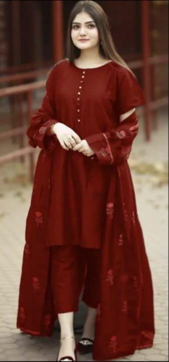 3pc Embroidered Gown  Kataan Silk for girls