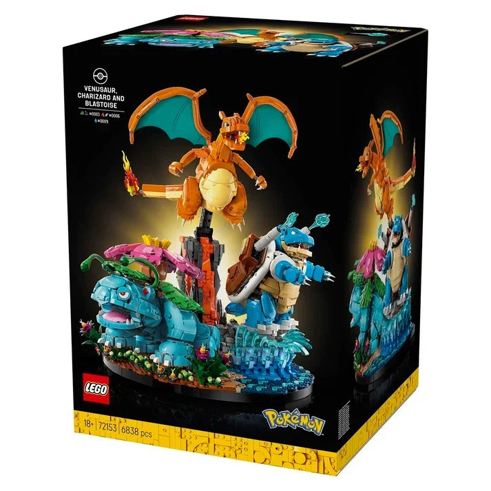 LEGO® Pokémon™ Venusaur, Charizard & Blastoise – Pokémon Building Set, Starter Pokémon Toys & Collectible Gift